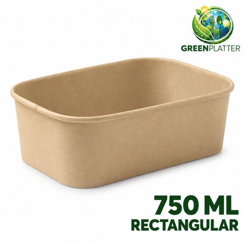 Greenplatter 750ml rectangular kraft deli container