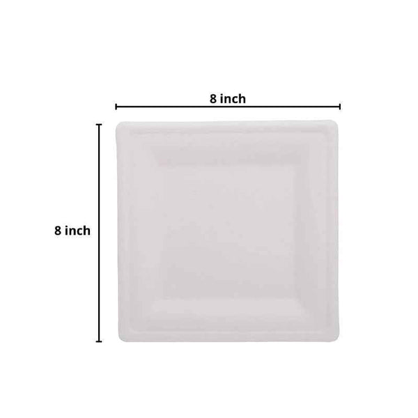 Green Platter 8 inch Square Plate (made from Sugarcane Bagasse) UK