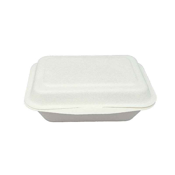 Eco-Friendly Biodegradable Compostable Green Platter - 600ml Bagasse Clamshell Box (7"x5"x3" (
