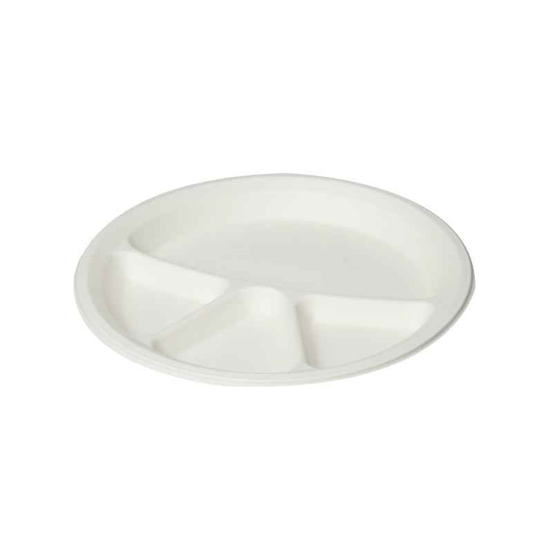 Eco Friendly Biodegradable Compostable Green Platter 12 inch 4 Compartment Round Plate