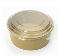 PP lid fitted on a round kraft deli bowl