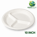 10 Inch 3 Compartment Compostable Bagasse Plates