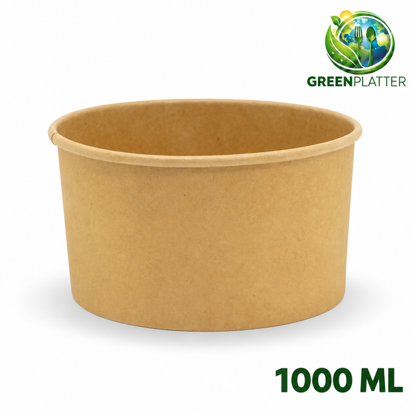 Greenplatter 1000ml kraft bowl on white background
