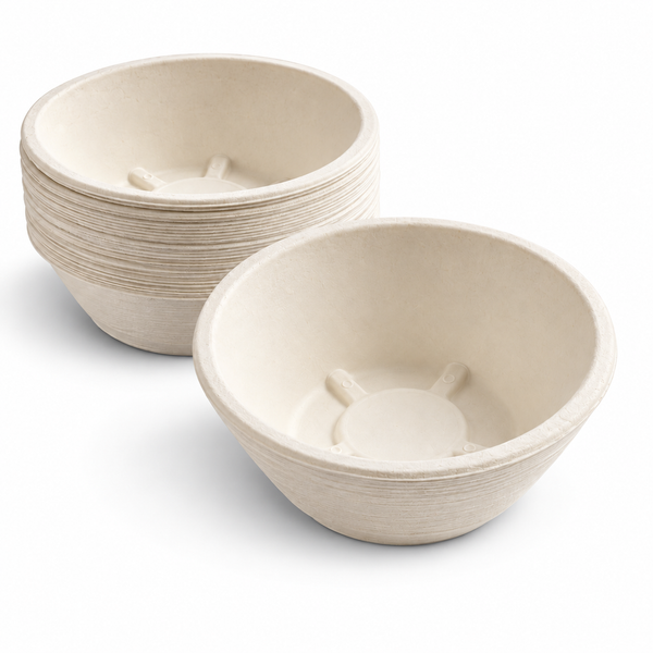 Greenplatter 340ml bagasse bowls with stack