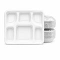6 Compartment Compostable Bagasse Food Trays – 13 x 9.5 Inch