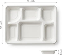 Six-compartment tray showing 13 x 9.5 inch dimensions and 1 inch overall depth