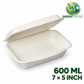 600ml Bagasse Clamshell Takeaway Boxes – 7 x 5 Inch