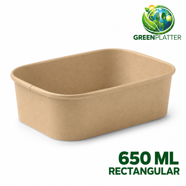 Greenplatter 650ml rectangular kraft deli container