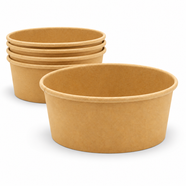 Greenplatter 750ml kraft deli bowls with stack