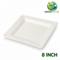 8 Inch Square Compostable Bagasse Plates