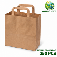 Greenplatter medium brown paper bag with internal handles, pack of 250