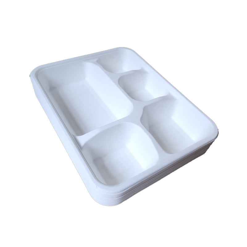 Green Platter 5 Compartment Bagasse Tray – Size 11 inch x 9 inch x 1.5 inch Eco Friendly Biodegradable Compostable