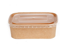 PP lid fitted on a rectangular kraft container